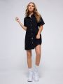Dual Pocket Button Front Denim Dress