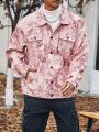 Extended Sizes Men's Plus Size Full Floral Lining Shirt Style Woolen Coat