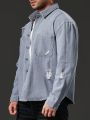 Extended Sizes Men's Plus Size Ripped Denim Shirt