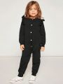 SHEIN Toddler Girls' Long Sleeve Ruffle Trim Cardigan And Knitted Pants Set
