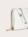 Marble Print Zipper Around Wallet