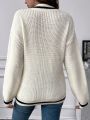 Maternity Striped Trim Drop Shoulder Cricket Sweater