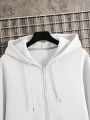 Men's Kangaroo Pocket Drawstring Hoodie With Warm Lining And Zipper Closure