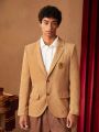 HARRY POTTER X SHEIN Men Letter Patched Flap Detail Corduroy Blazer