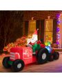 Gymax 9FT Long Inflatable Christmas Decor Santa Claus Driving Truck w/ LED Lights