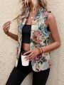 Random Floral Pattern Vest Jacket