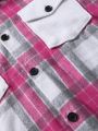 Manfinity Homme Men's Plus Size Plaid Pattern Shirt Jacket With Pockets