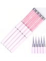 7mm Nail Art Drawing Pen With Pink Handle For Flower Painting, Nail Art Line Painting Tool