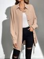SHEIN Tall Long-Sleeved Shirt With Front Pockets
