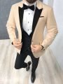Men's Contrast Color Suit Jacket And Pants Set