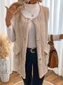 SHEIN LUNE Women'S Sherpa Single-Breasted Sleeveless Jacket