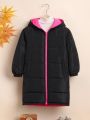 SHEIN Young Girl Zip Up Hooded Puffer Coat