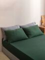 3pcs Dark Green Brushed Bedding Sheet Set