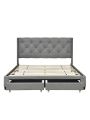 Upholstered Queen Size Storage Bed Linen Upholstered Platform Bed with Two Drawers