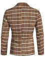 Men Plaid Print Single Breasted Blazer