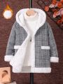 Boys' Casual Thickened Houndstooth Fleece Lined Jacket