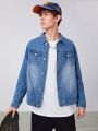 SHEIN Teen Boy Flap Pocket Denim Jacket