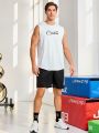 Men's Letter Print Round Neck Sport Tank Top