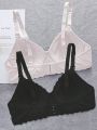 Tween Girl 2pcs Scallop Trim Underwire Bralette