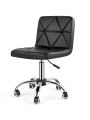 Armless Desk Chair, Low Back 360 Degree Swivel Office Chair, Height Adjustable Executive Conference Task Chair with Rolling Wheels and Diamond Pattern, for Home Computer Barber