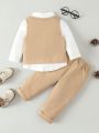 Baby Boys' Vest And Pants Suit, 2pcs/set (shirt Not Included)
