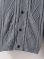 Simple & Fashionable Twist Rope Design Teen Boys' Button-Up Cardigan Sweater