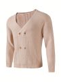 Manfinity Homme Men's Double Breasted V-neck Loose Cardigan Sweater