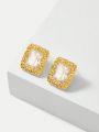 MOTF PREMIUM 18K GOLD PLATED GEOMETRIC RECTANGLE DESIGN & MINIMALIST STYLE STUD EARRINGS