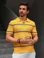 Men's Short Sleeve Striped Casual Knit Top