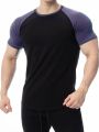 Men Color Block Raglan Sleeve Sports Tee