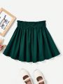 SHEIN Kids EVRYDAY Tween Girls' Elastic Waistband Bowknot Decorated Romantic A-Line Skirt