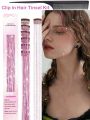 Glitter Pink Clip in Hair Tinsel Kit, Pack of 6pcs Glitter Fairy Tinsel Hair Extensions, 20 Inch Shiny Hair Tinsel Heat Resistant, Sparkly Strands Hair Accessories, Festival Gift for Women Girls Kids