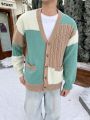 Manfinity Men's Cable Knitted Colorblock Button Front Cardigan