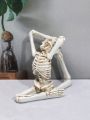 1pc Halloween Yoga Skeleton Statue Skull Polyresin Craft Ornament Photography Prop