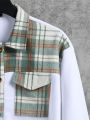 Manfinity EMRG Men's Plaid Flip Pocket Shirt Jacket