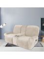 2 Seater Recline Chair Sofa Cover Velvet Stretch Recliner Loveseat Sofa Cover with Center Console Sofa Slipcover