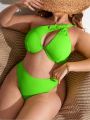 Plus One Shoulder Underwire Bikini Swimsuit