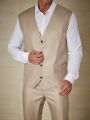 Men Plus Solid Button Front Waistcoat Without Shirt
