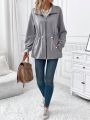 EMERY ROSE Women'S Waist Drawstring Drop Shoulder Jacket