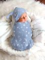 3pcs Newborn Baby Girl Floral Swaddle Wrap Hat Headband Photo Props Set