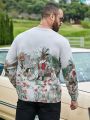 Extended Sizes Men'S Plus Size Sweater With Cartoon Pattern