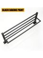 BESy 1pc 22.2-Inch SUS 304 Stainless Steel Towel Racks Holder for Bathroom, Bathroom Shelf with Towel Bar, Multifunction Single Towel Bar Hotel Style, Bathroom Accessories Screw Wall Mount, Matte Black Finish