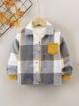 SHEIN Kids SPRTY Boys' Casual Plaid Patterned Long Sleeve Regular Fit Jacket For Daily Wear, Autumn & Winter