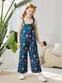 Elenapugger Tween Girl 1pc Cartoon Graphic Overall Jumpsuit Without Sweater