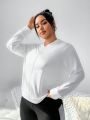 Daily&Casual Plus Size Solid Color Hooded Sports Jacket