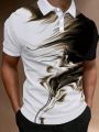 Extended Sizes Men Plus Graphic Print Polo Shirt