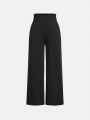 SHEIN Girls' Loose Fit Wide Leg Long Pants With Elastic Waistband, Solid Color