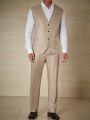 Men Plus Solid Button Front Waistcoat Without Shirt