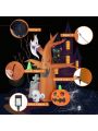 8ft Garden 9pcs LED String Lights With Tombstone Pumpkin Ghost Tree Inflatable Halloween Decoration