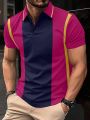 Manfinity Men's Plus Size Color-block Short Sleeve Polo Shirt